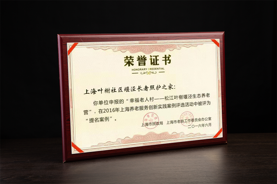 2016年 上海养老服务创新实践案例评选为“提名案例”